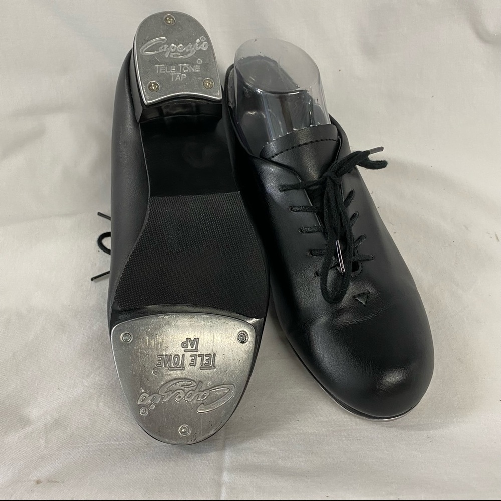 Capezio Mens Tele Tone Black Lace Up Round Toe Low Top Dance Shoes Size 6.5 M